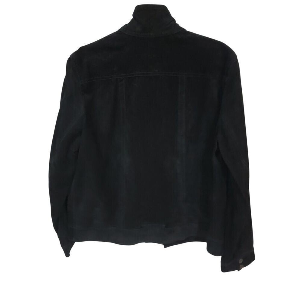 Jones Sport Black Suede Leather Jacket Womens Large Y2K New Bomber Classic - Picture 12 of 16